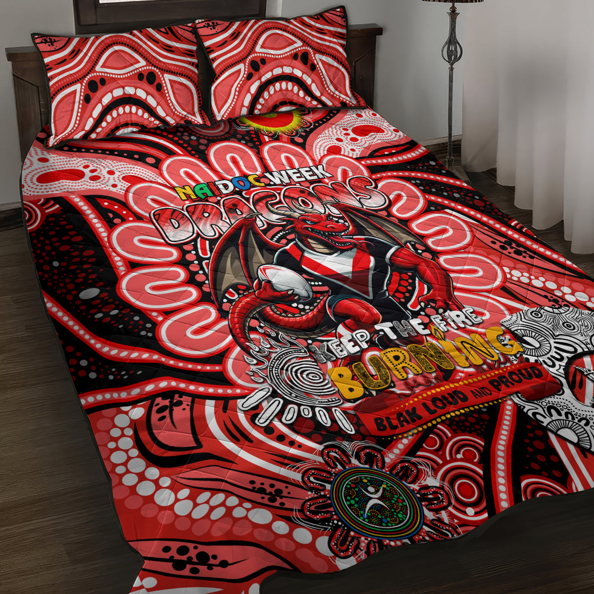 Naidoc Week 2024 Dragons Quilt Bed Set Mascot Rugby Dt02 Vibe Hoodie Shop