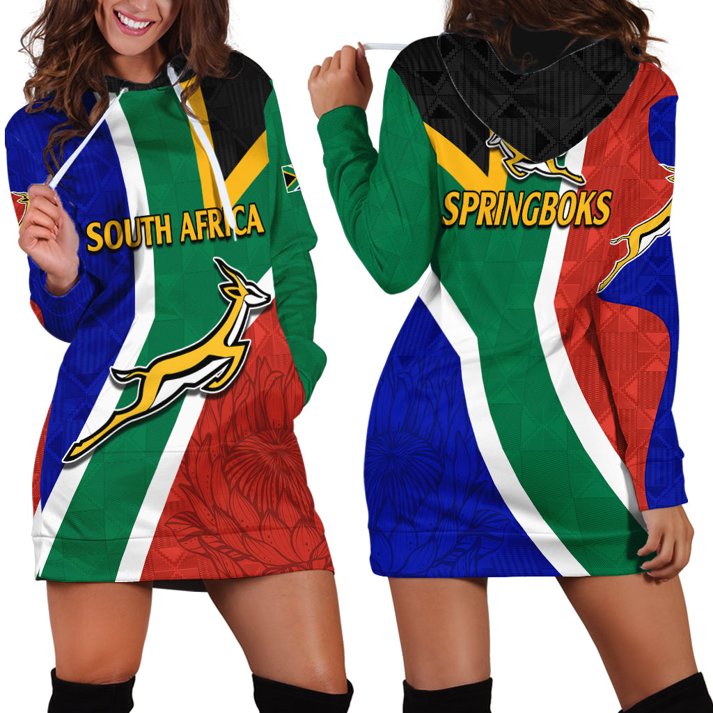 South Africa Springboks Hoodie Dress With Kente Pattern And South Afri Vibe Hoodie Shop 6872