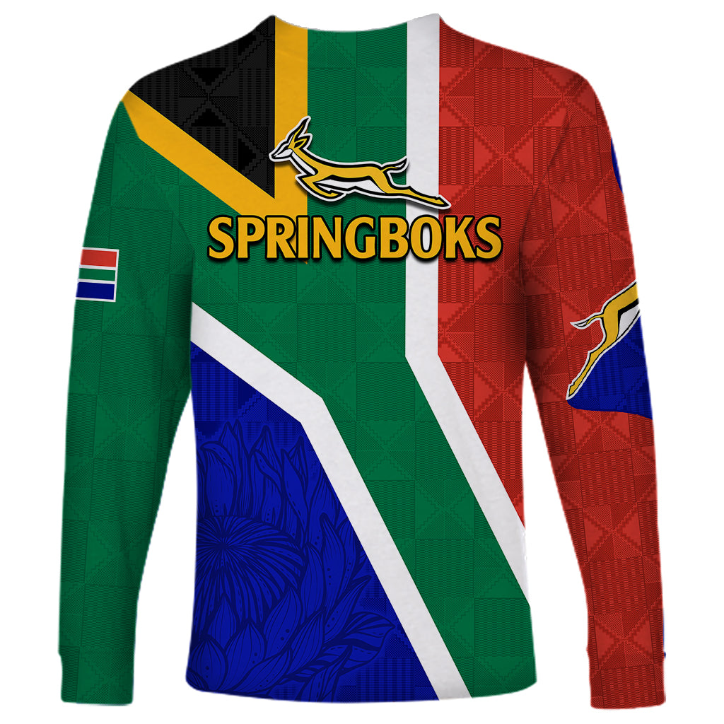 South Africa Springboks Long Sleeve Shirt With Kente Pattern And South Vibe Hoodie Shop 6645