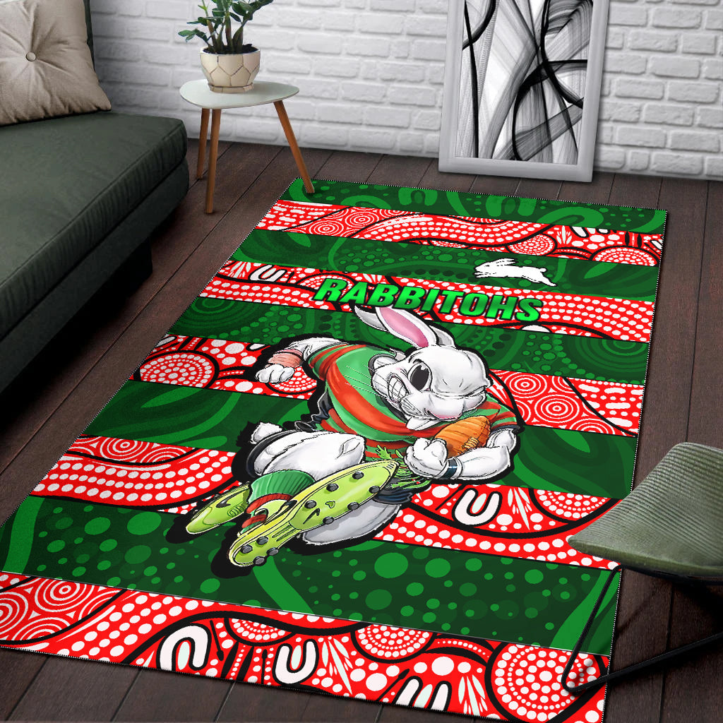 Rabbitohs Rugby The Bunnies Aboriginal Area Rug - LT2