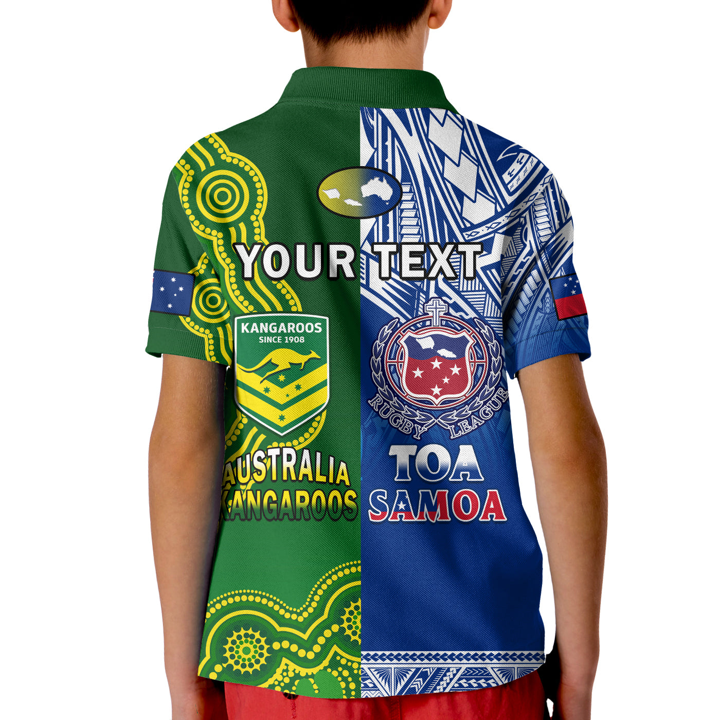 (Custom Personalised) Samoa Rugby and Australia Rugby Polo Shirt Toa Samoa Mix Kangaroos Pacific LT14