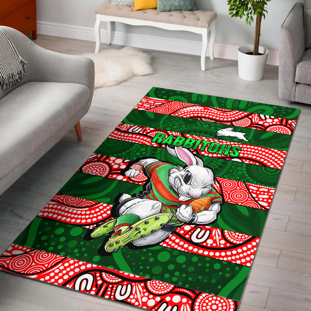 Rabbitohs Rugby The Bunnies Aboriginal Area Rug - LT2