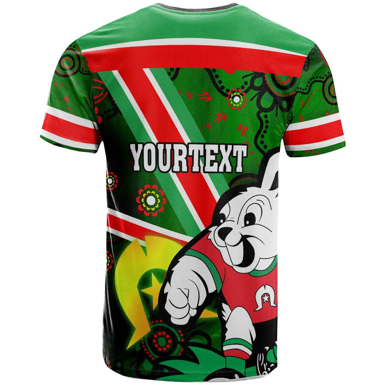 rabbitohs-rugby-t-shirt-custom-naidoc-week-south-sydney-rabbitohs-aboriginal-traditional-patterns-with-torres-strait-rlt12