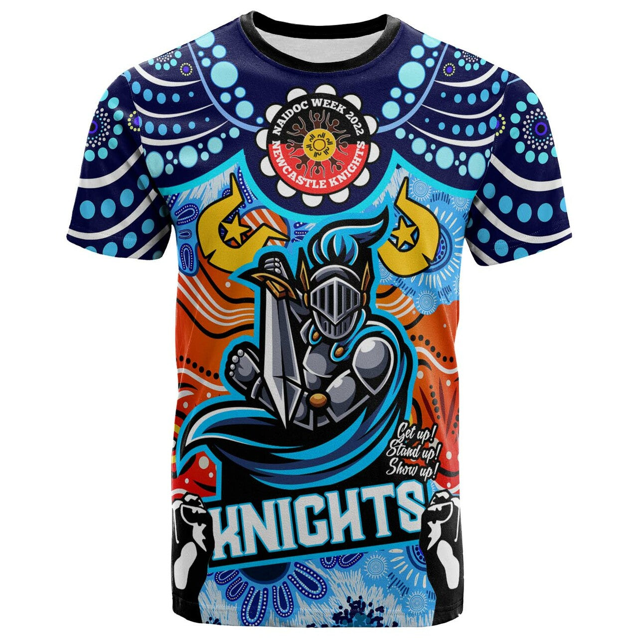 knights-rugby-t-shirt-custom-newcastle-knights-naidoc-week-and-torres-strait-with-aboriginal-dot-painting-style-hoodie-rlt12