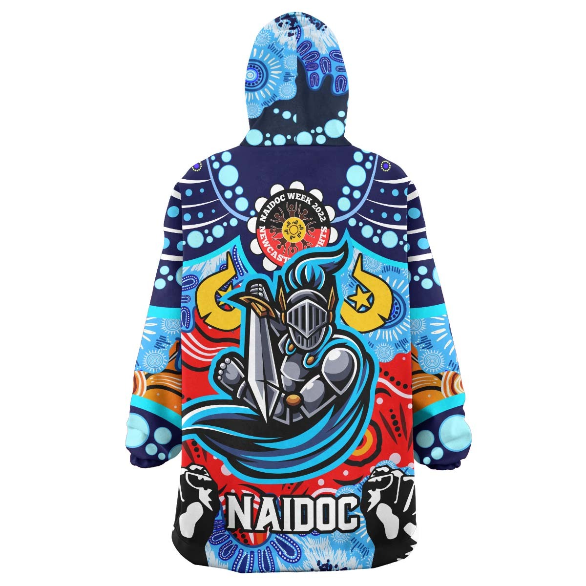 knights-rugby-snug-hoodie-custom-newcastle-knights-naidoc-week-and-torres-strait-with-aboriginal-dot-painting-style-wearable-blanket-hoodie-rlt14