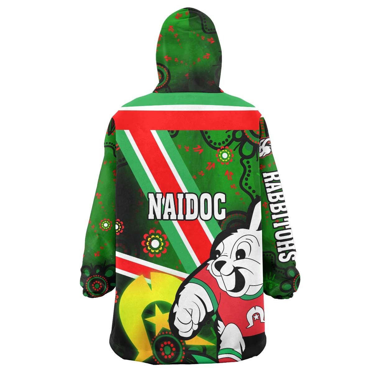 rabbitohs-rugby-snug-hoodie-custom-naidoc-week-south-sydney-rabbitohs-aboriginal-traditional-patterns-with-torres-strait-wearable-blanket-hoodie-rlt14