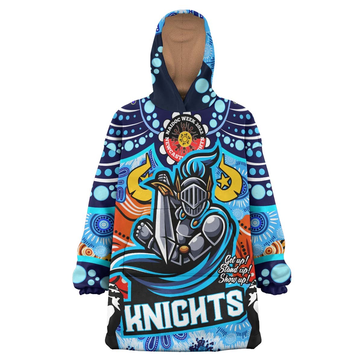 knights-rugby-snug-hoodie-custom-newcastle-knights-naidoc-week-and-torres-strait-with-aboriginal-dot-painting-style-wearable-blanket-hoodie-rlt14