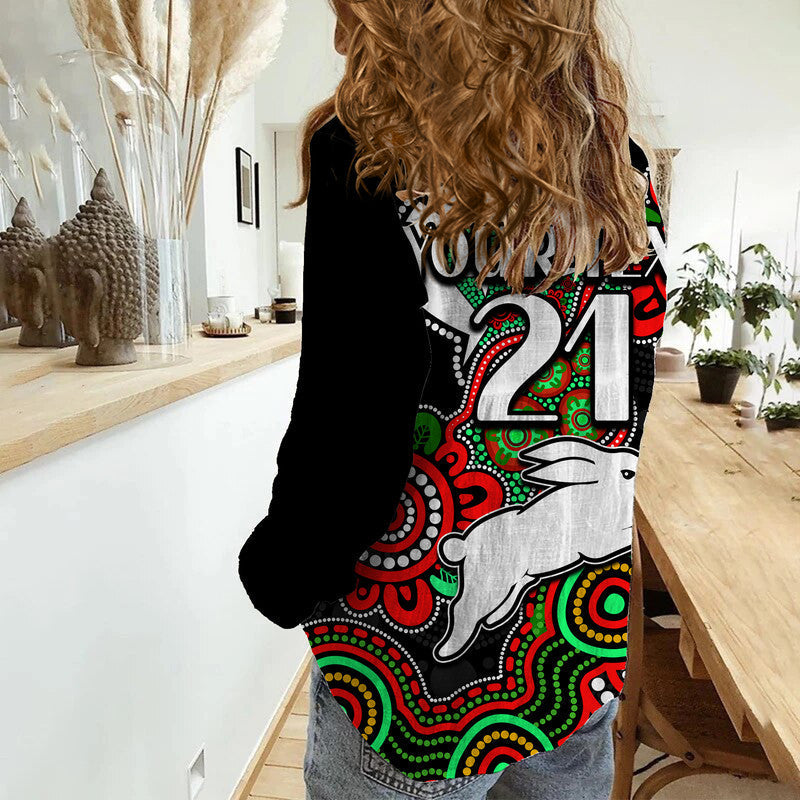 custom-personalised-rabbitohs-rugby-women-casual-shirt-naidoc-torres-strait-for-our-elders