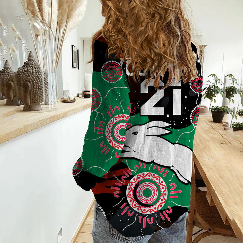 custom-personalised-rabbitohs-rugby-naidoc-2023-women-casual-shirt-torres-strait-aboriginal