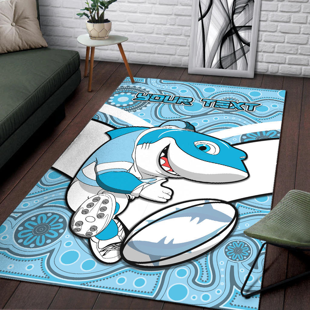 (Custom Personalised) Sharks Rugby Cronulla Australian Aboriginal Area Rug - LT2