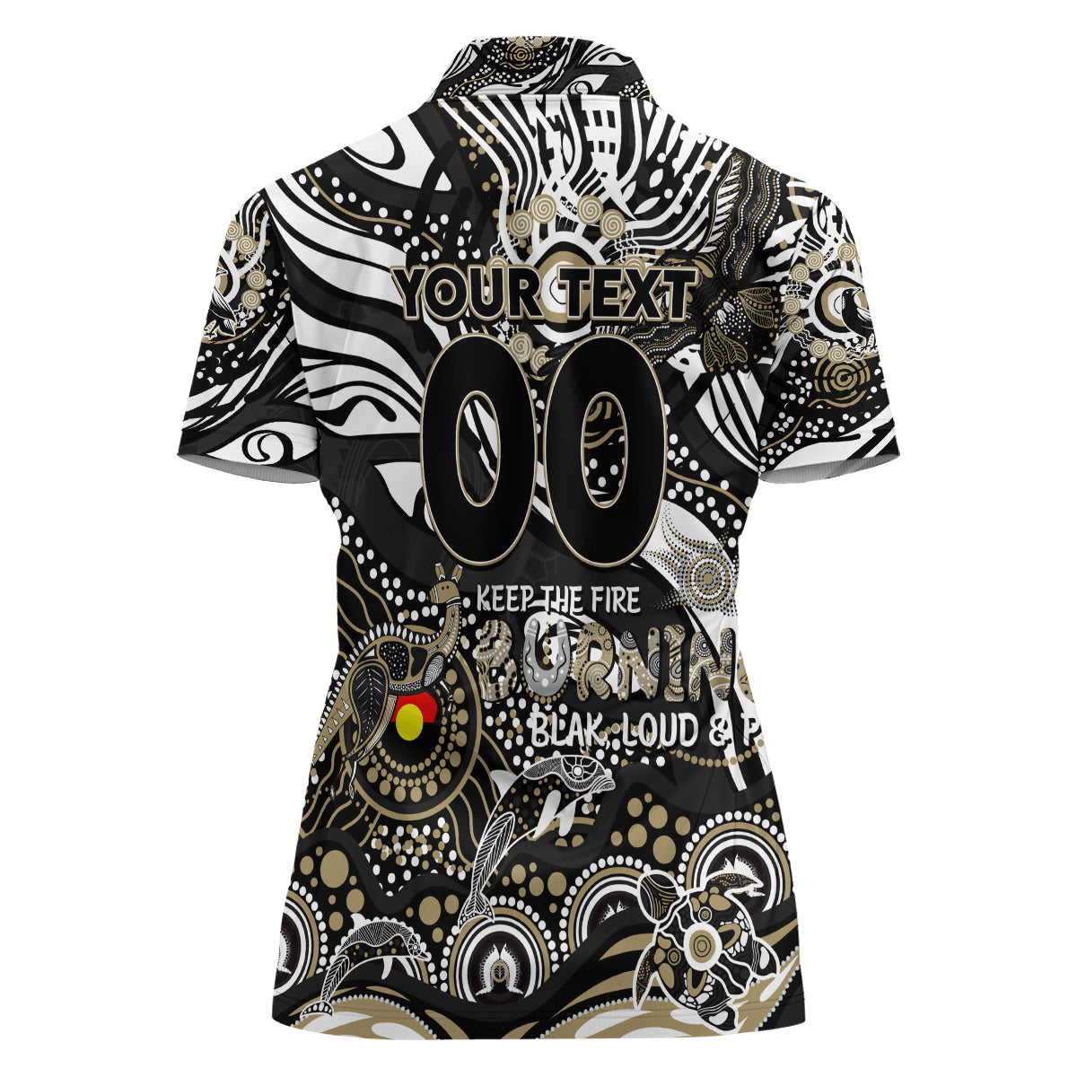 Custom NAIDOC Week 2024 Magpies Women Polo Shirt Aboriginal Animals Keep The Fire Burning