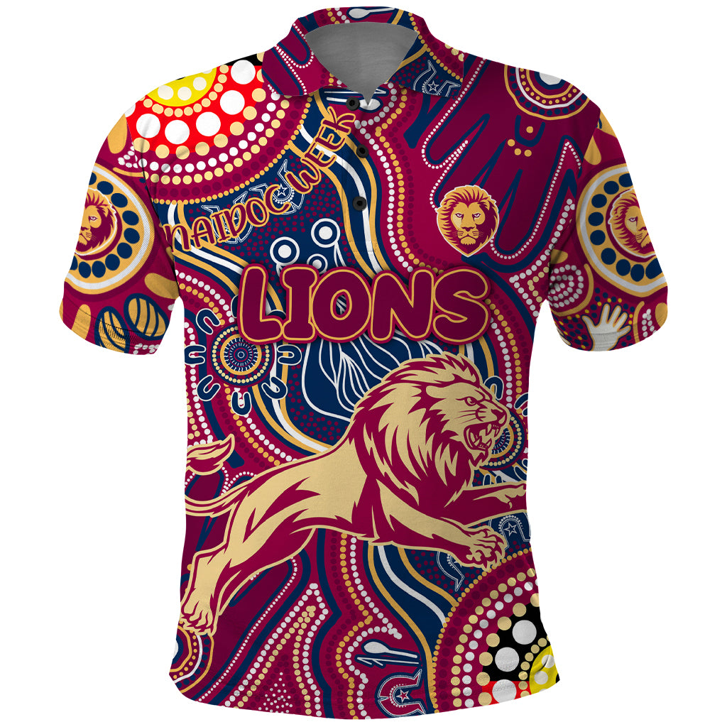 Personalised NAIDOC Week 2024 Brisbane Lions Polo Shirt Australian Aboriginal Hand Painting