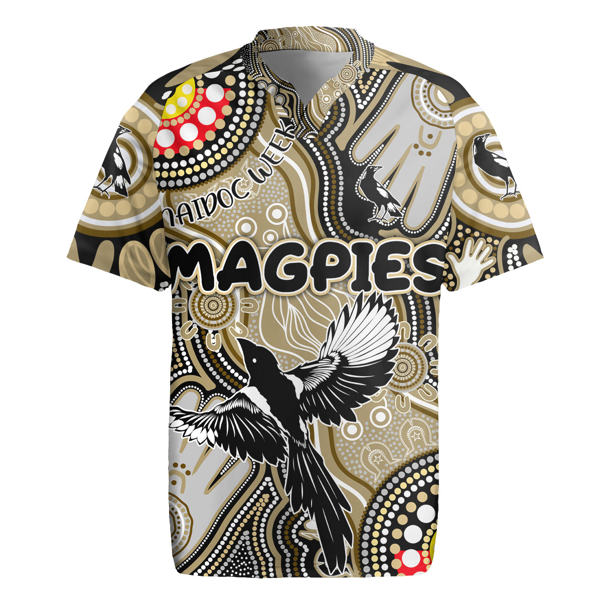 Personalised NAIDOC Week 2024 Collingwood Magpies Rugby Jersey Australian Aboriginal Hand Painting