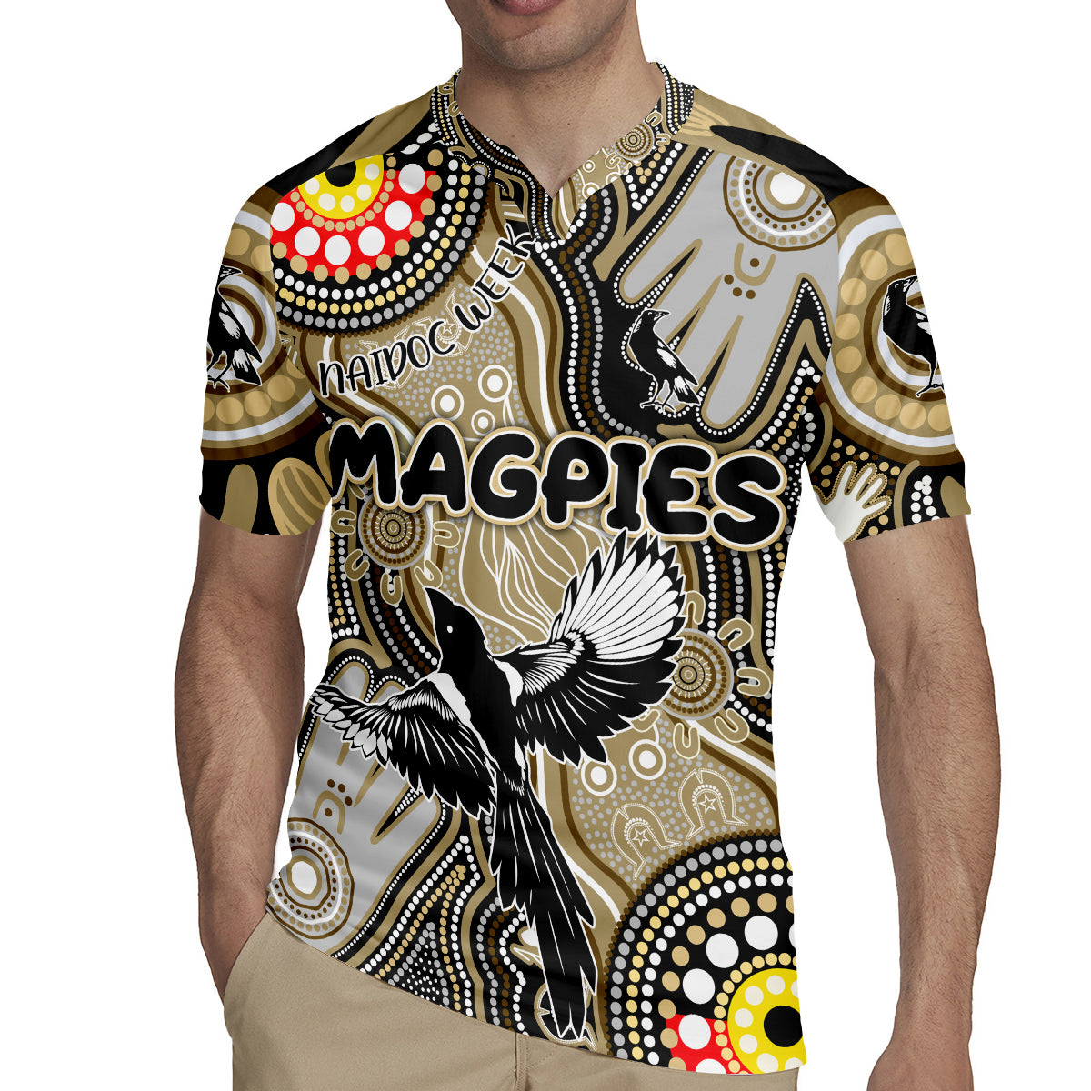 Personalised NAIDOC Week 2024 Collingwood Magpies Rugby Jersey Australian Aboriginal Hand Painting