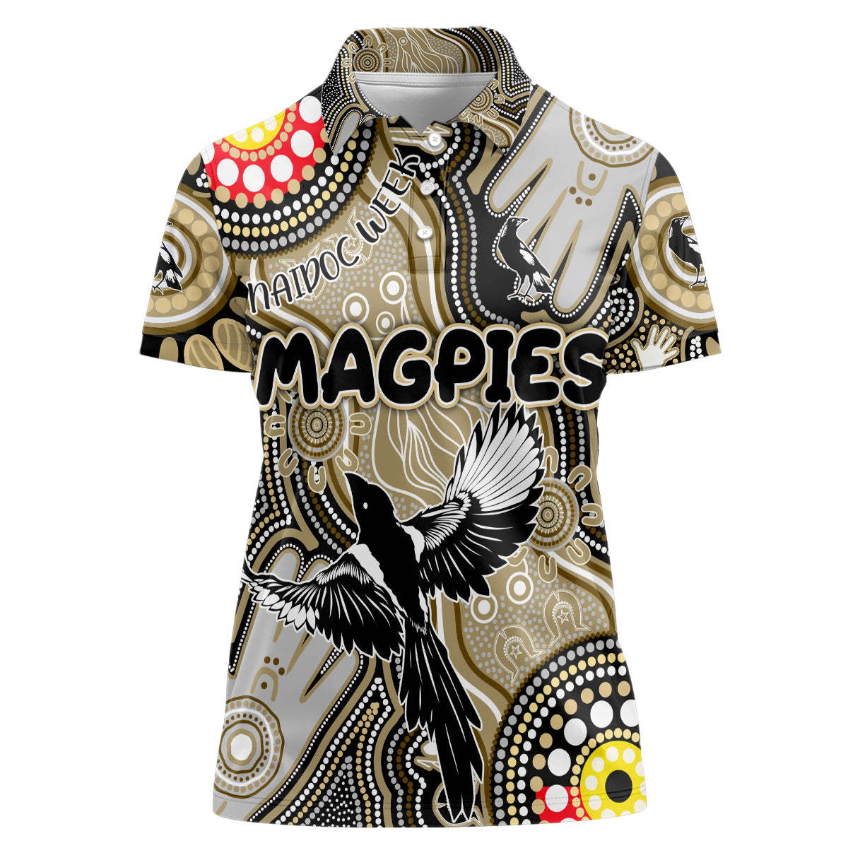 Personalised NAIDOC Week 2024 Collingwood Magpies Women Polo Shirt Australian Aboriginal Hand Painting