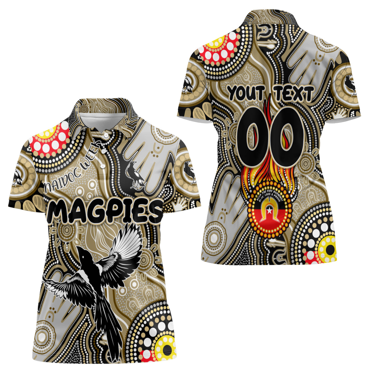 Personalised NAIDOC Week 2024 Collingwood Magpies Women Polo Shirt Australian Aboriginal Hand Painting