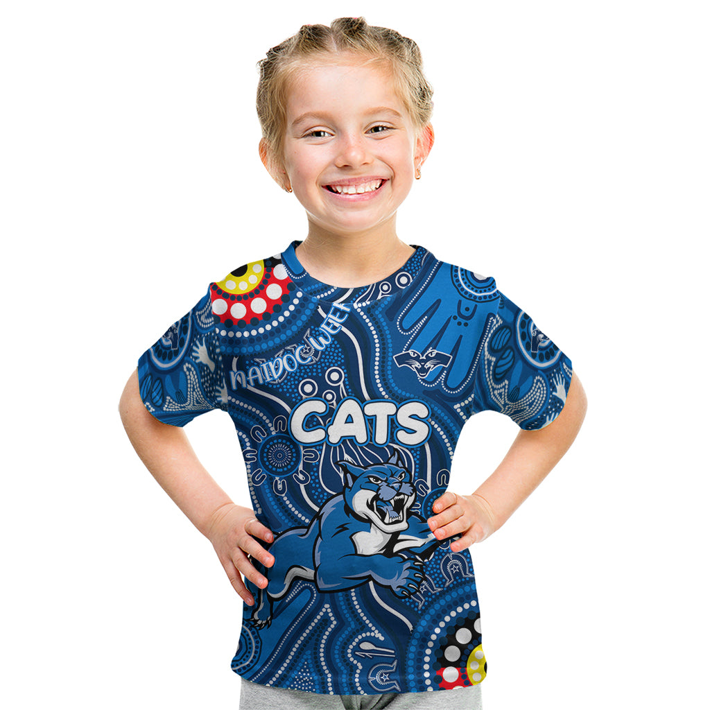 Personalised NAIDOC Week 2024 Geelong Cats Kid T Shirt Australian Aboriginal Hand Painting