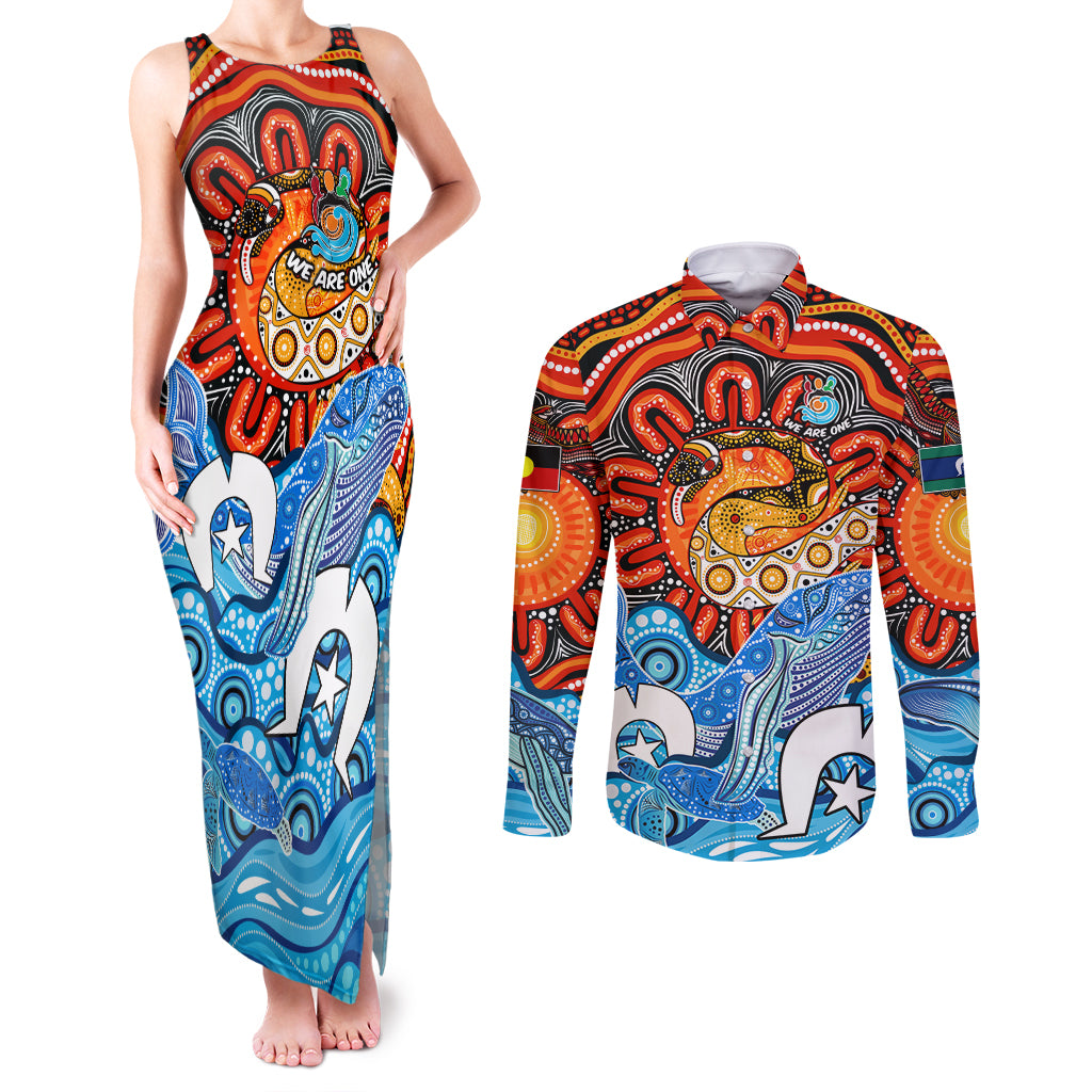 aboriginal-and-torres-strait-islands-couples-matching-tank-maxi-dress-and-long-sleeve-button-shirt-we-are-one