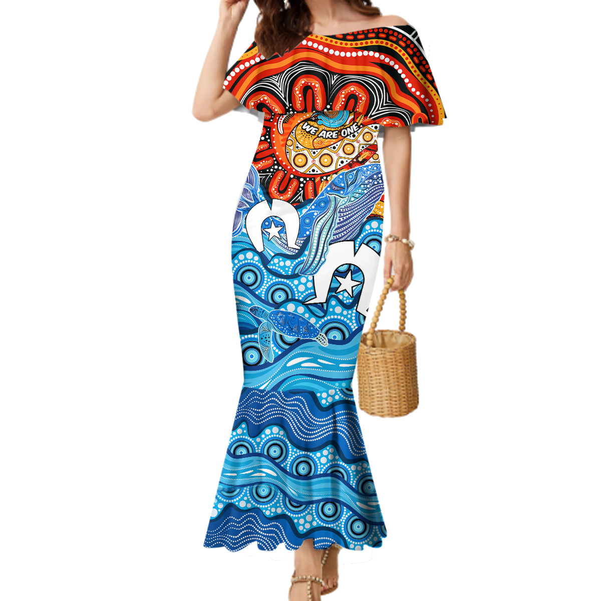 aboriginal-and-torres-strait-islands-family-matching-mermaid-dress-and-hawaiian-shirt-we-are-one