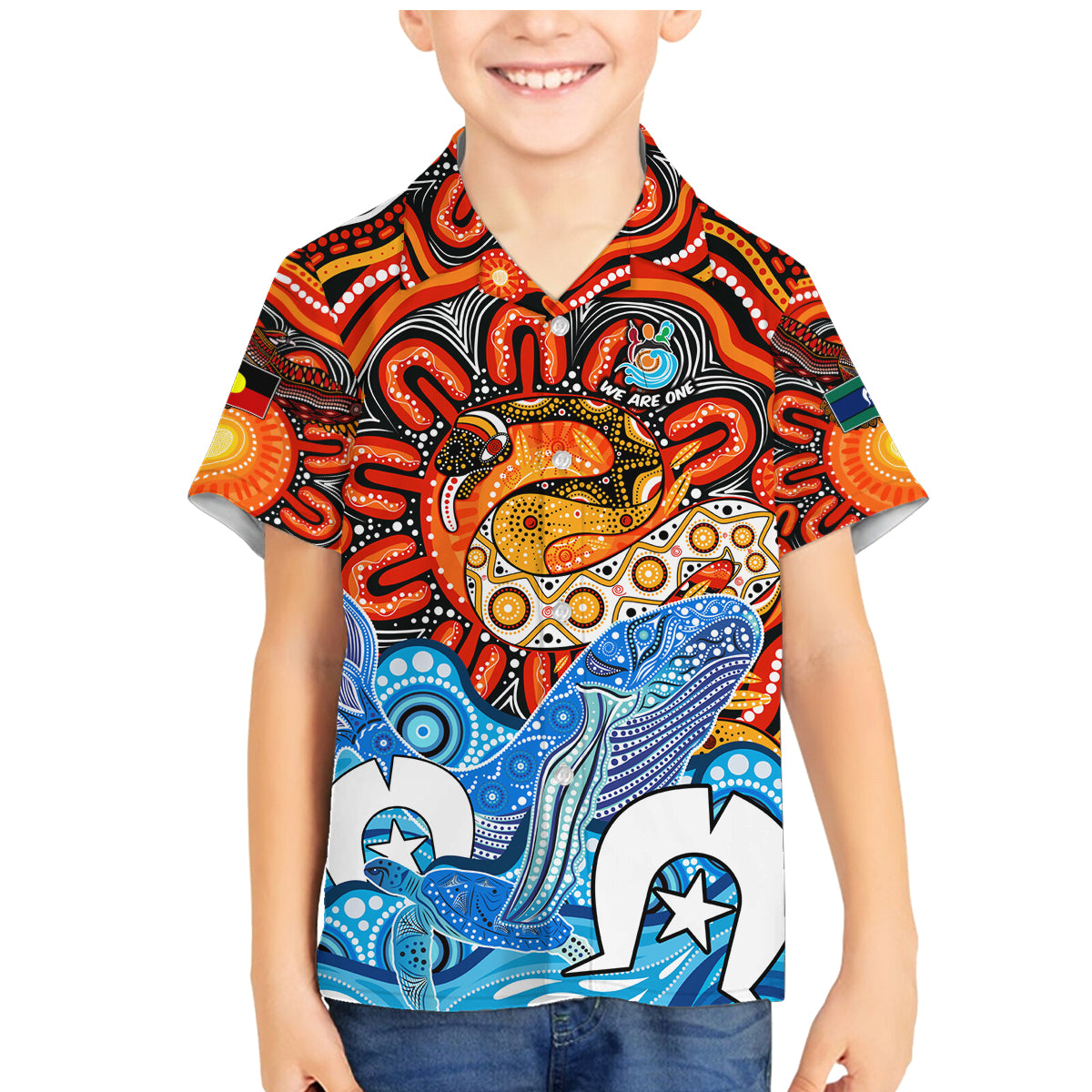 aboriginal-and-torres-strait-islands-family-matching-mermaid-dress-and-hawaiian-shirt-we-are-one