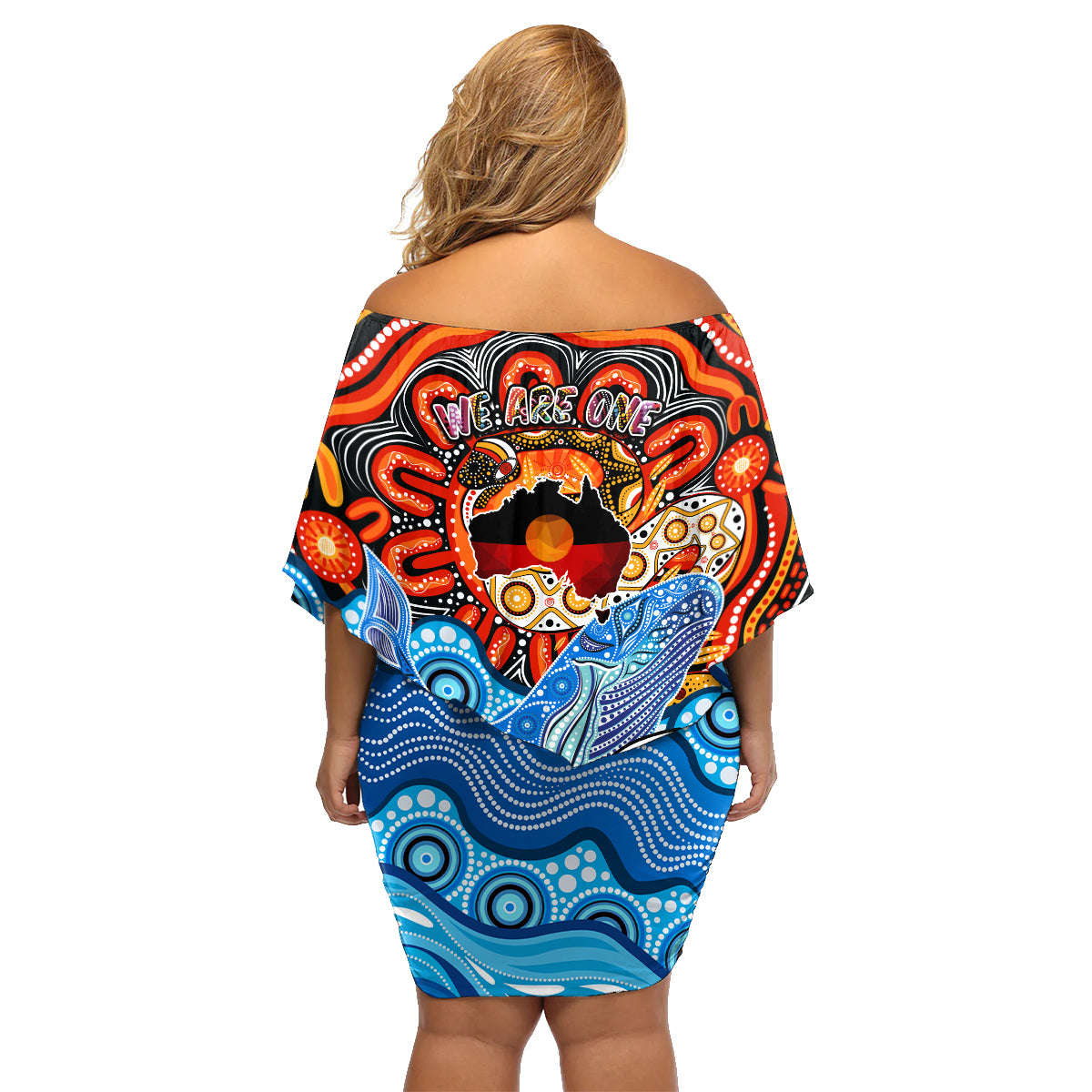 aboriginal-and-torres-strait-islands-family-matching-off-shoulder-short-dress-and-hawaiian-shirt-we-are-one