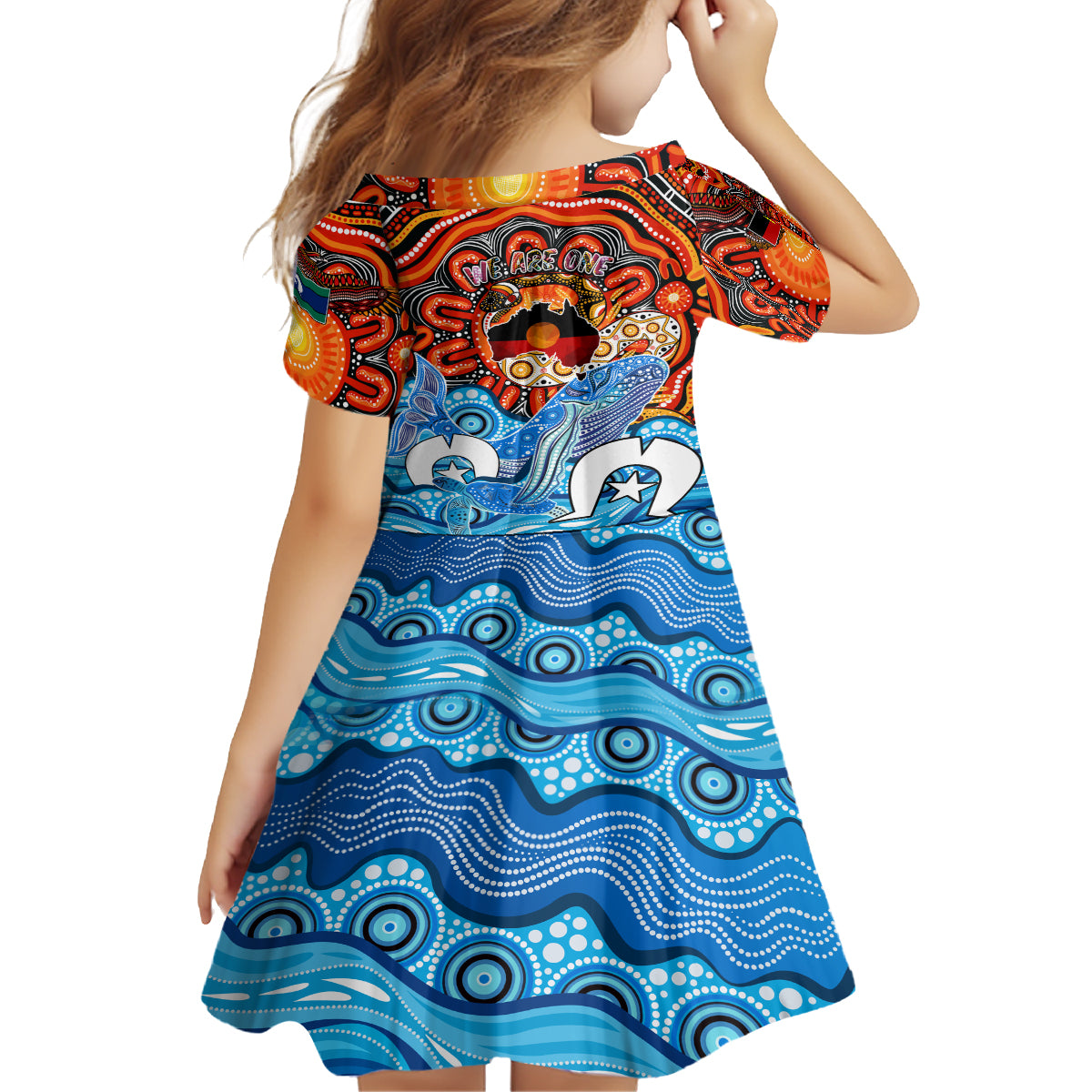 aboriginal-and-torres-strait-islands-kid-short-sleeve-dress-we-are-one