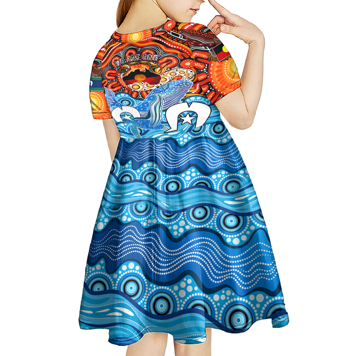 aboriginal-and-torres-strait-islands-kid-short-sleeve-dress-we-are-one