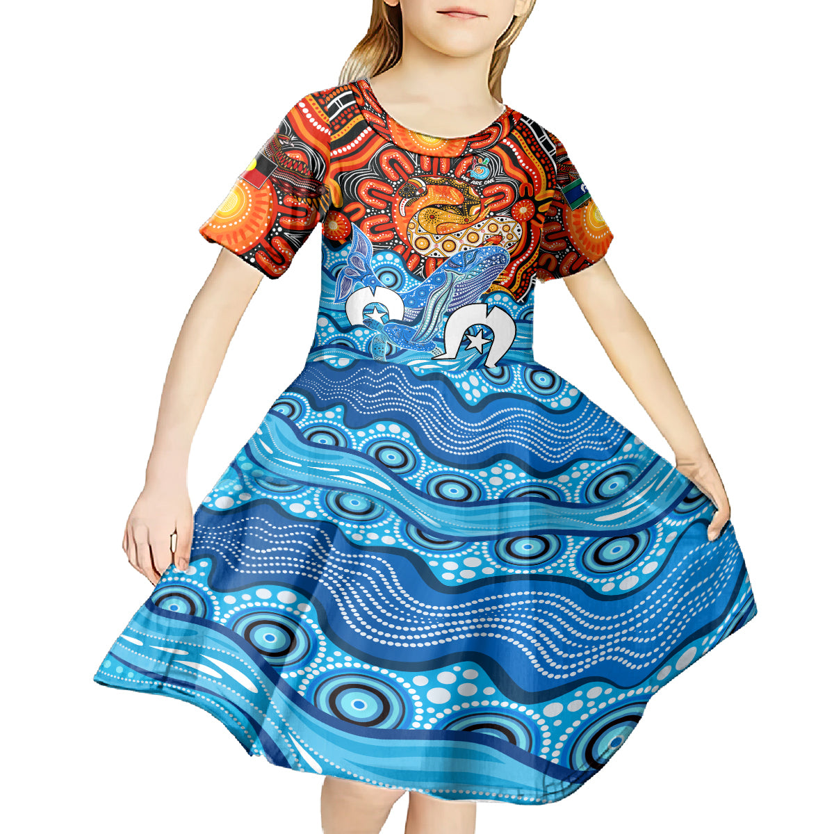 aboriginal-and-torres-strait-islands-kid-short-sleeve-dress-we-are-one