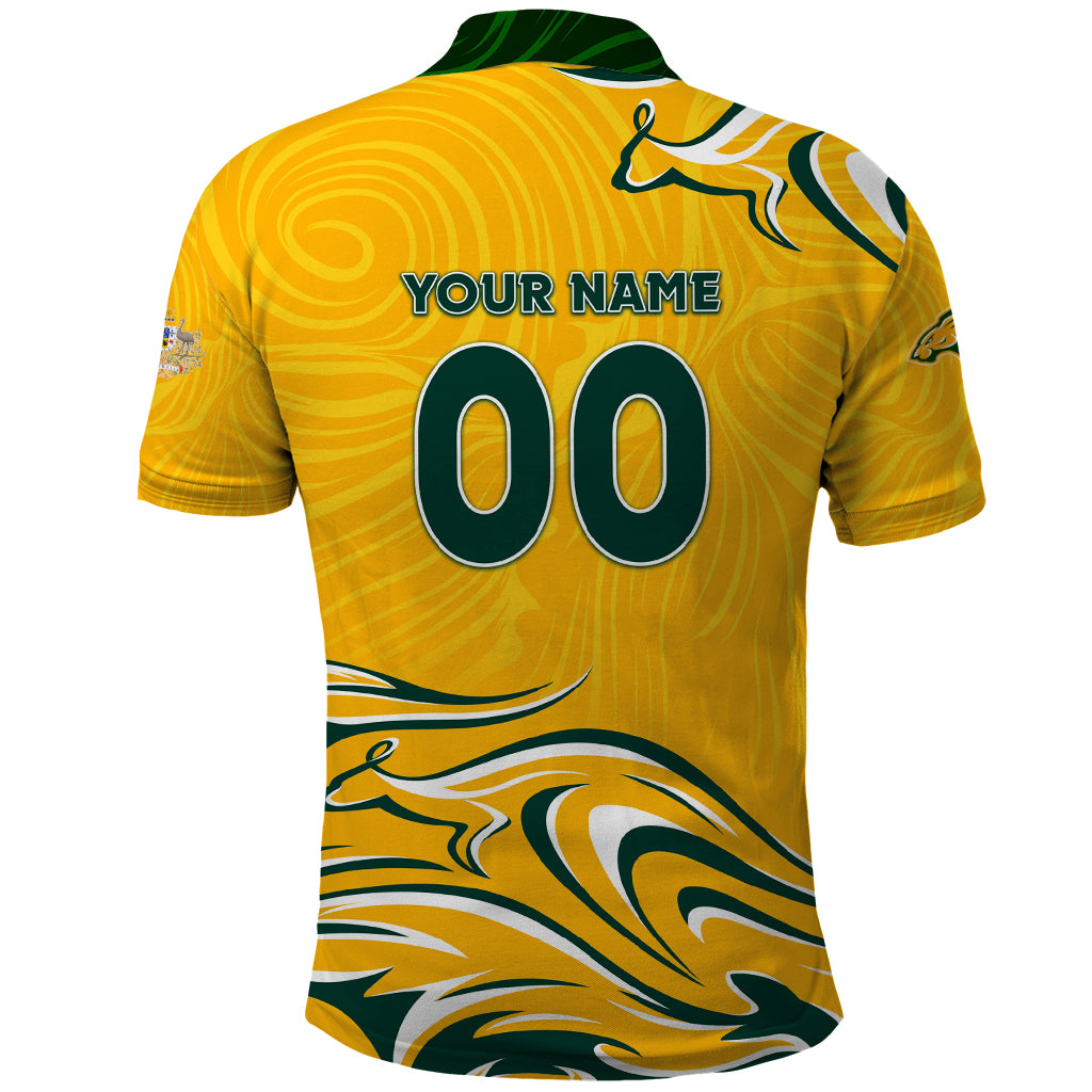 Personalised Australia Soccer Matildas Polo Shirt Kangaroo Tornado Yellow