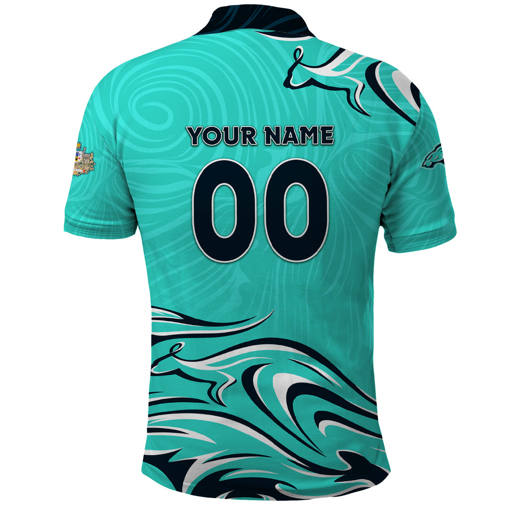 Personalised Australia Soccer Matildas Polo Shirt Kangaroo Tornado Turquoise