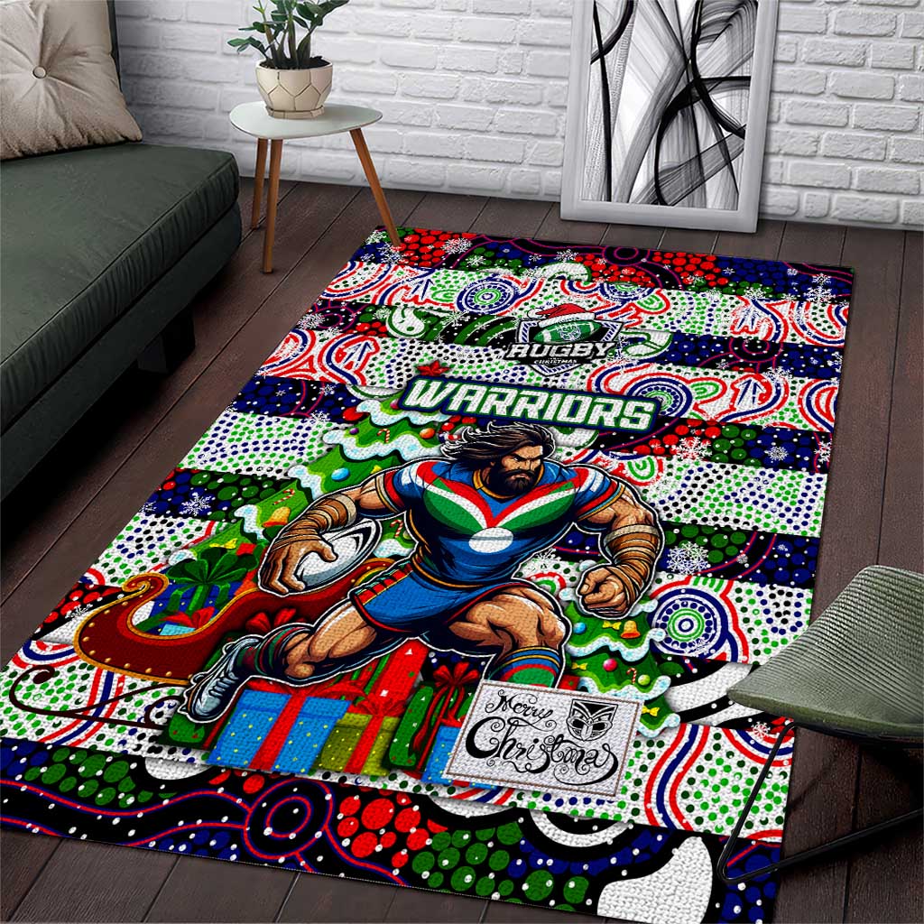 New Zealand Warriors Rugby Merry Christmas Area Rug Indigenous Australian Art