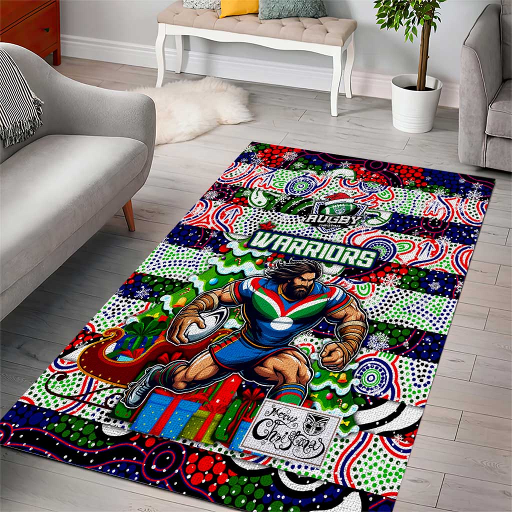 New Zealand Warriors Rugby Merry Christmas Area Rug Indigenous Australian Art