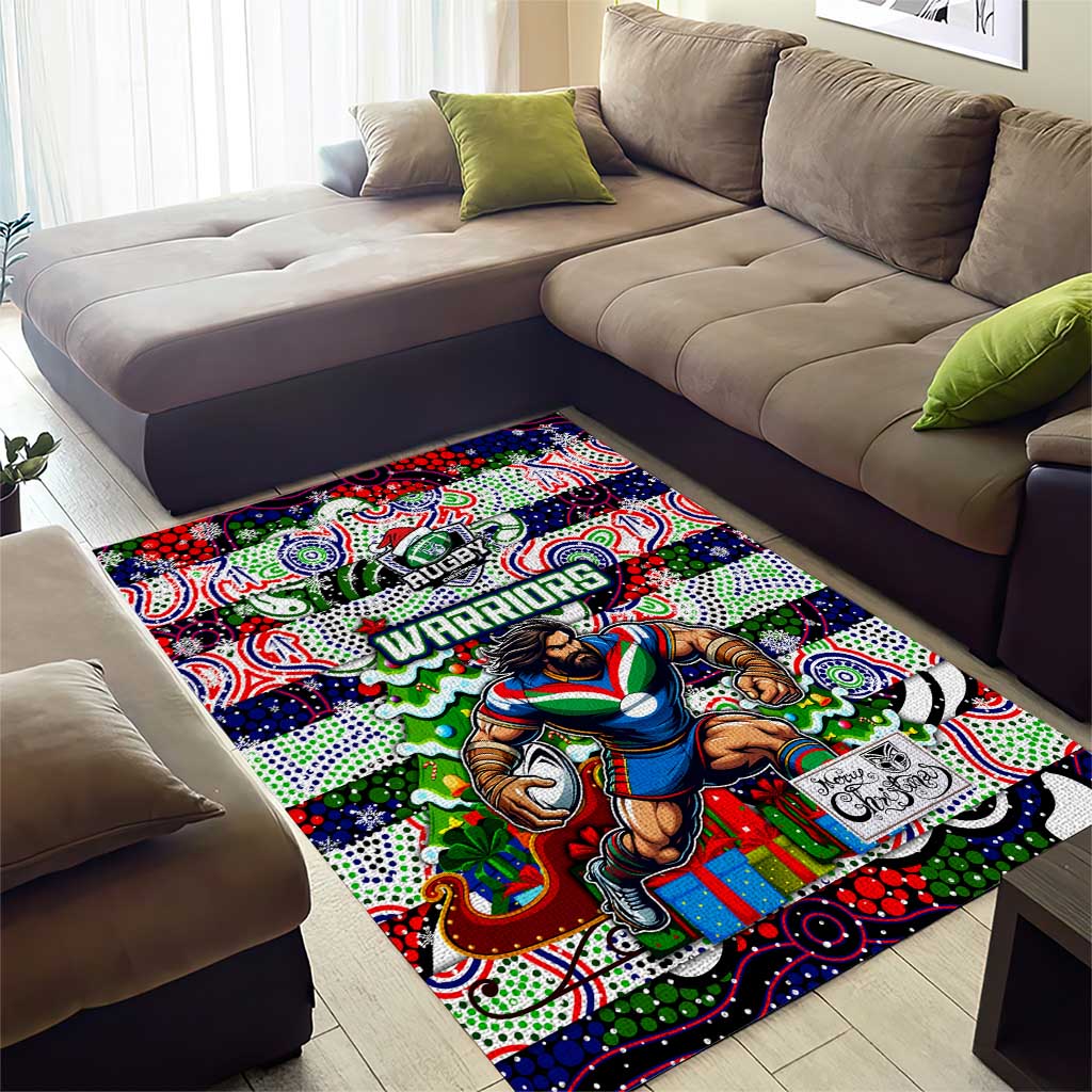 New Zealand Warriors Rugby Merry Christmas Area Rug Indigenous Australian Art