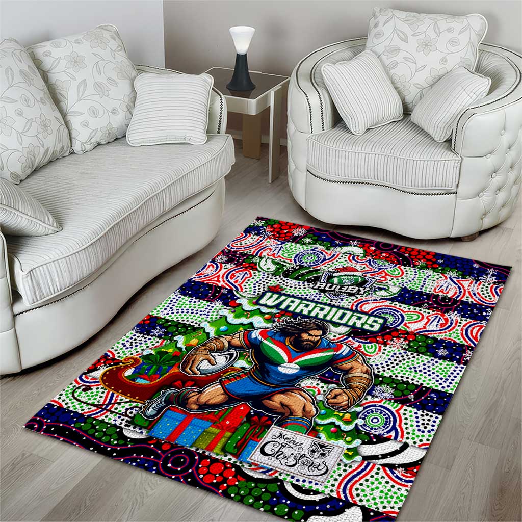 New Zealand Warriors Rugby Merry Christmas Area Rug Indigenous Australian Art