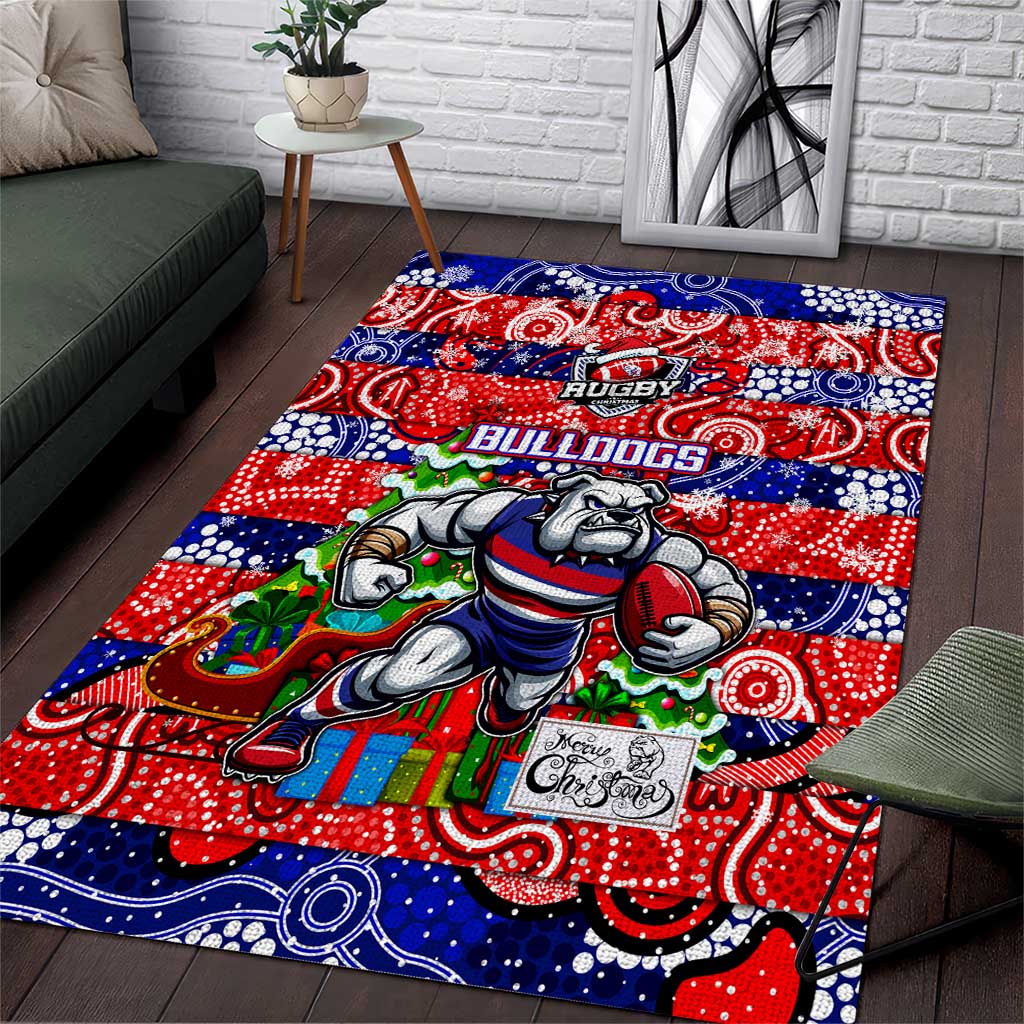 Bulldogs Football Merry Christmas Area Rug Indigenous Australian Art