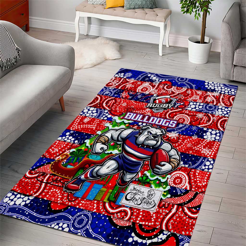 Bulldogs Football Merry Christmas Area Rug Indigenous Australian Art