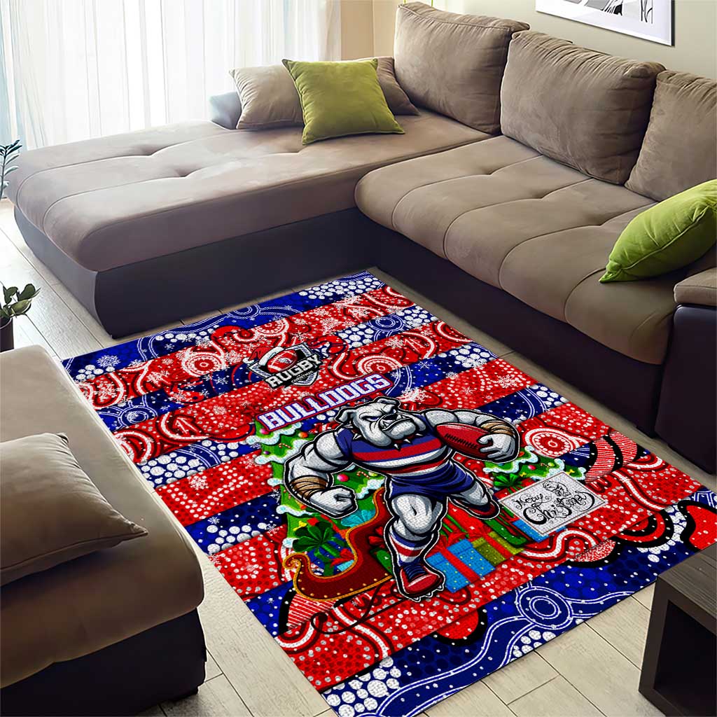 Bulldogs Football Merry Christmas Area Rug Indigenous Australian Art