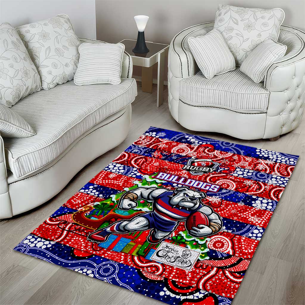 Bulldogs Football Merry Christmas Area Rug Indigenous Australian Art