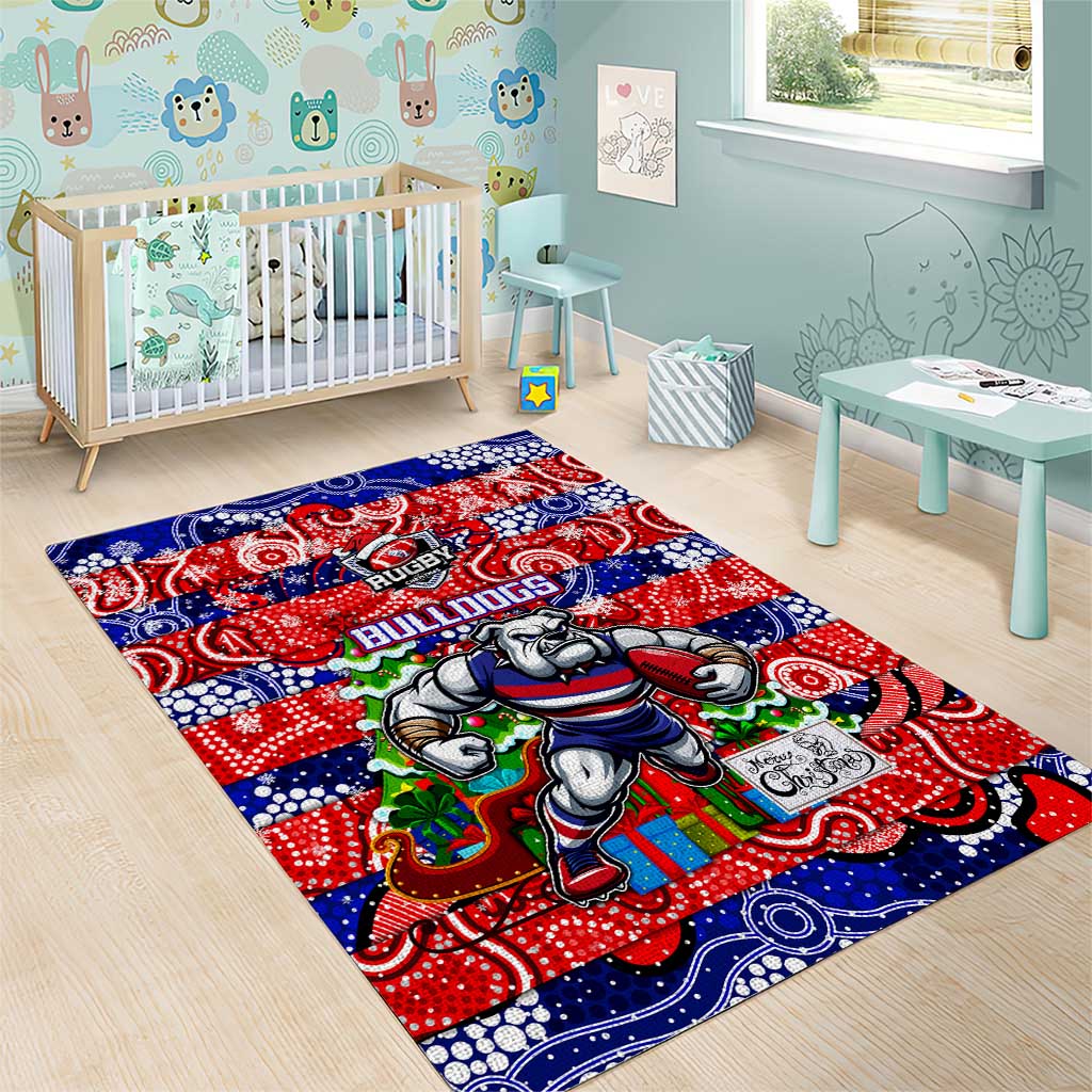 Bulldogs Football Merry Christmas Area Rug Indigenous Australian Art