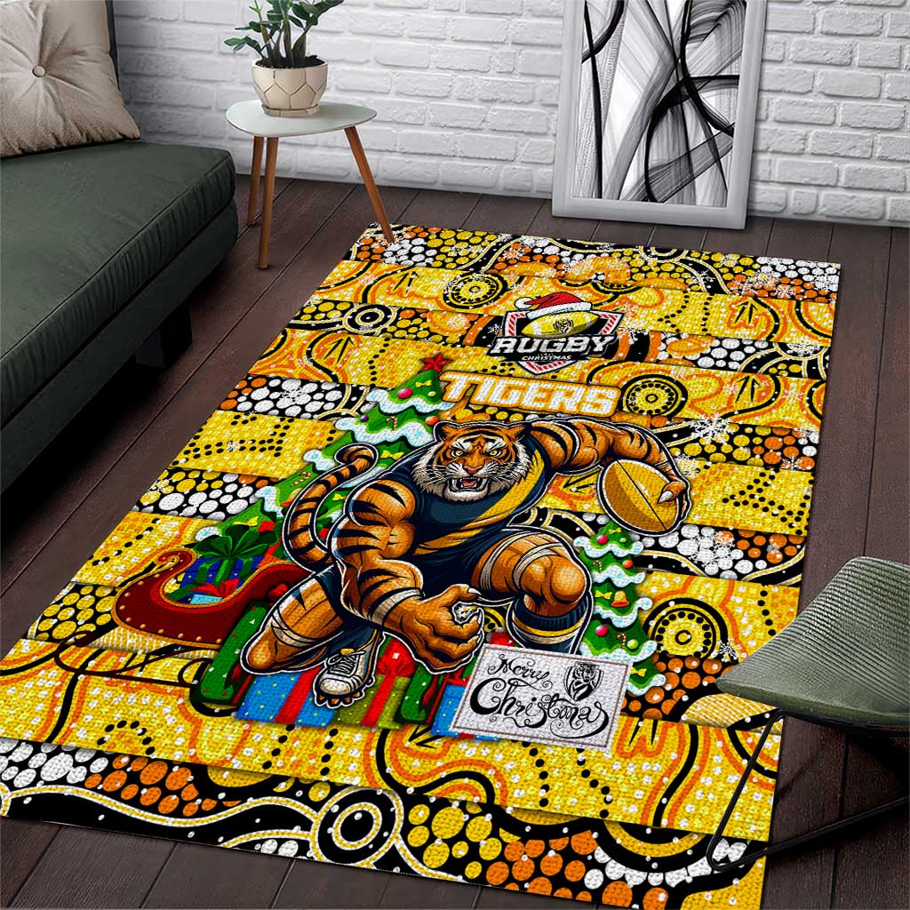 Richmond Tigers Football Merry Christmas Area Rug Indigenous Australian Art