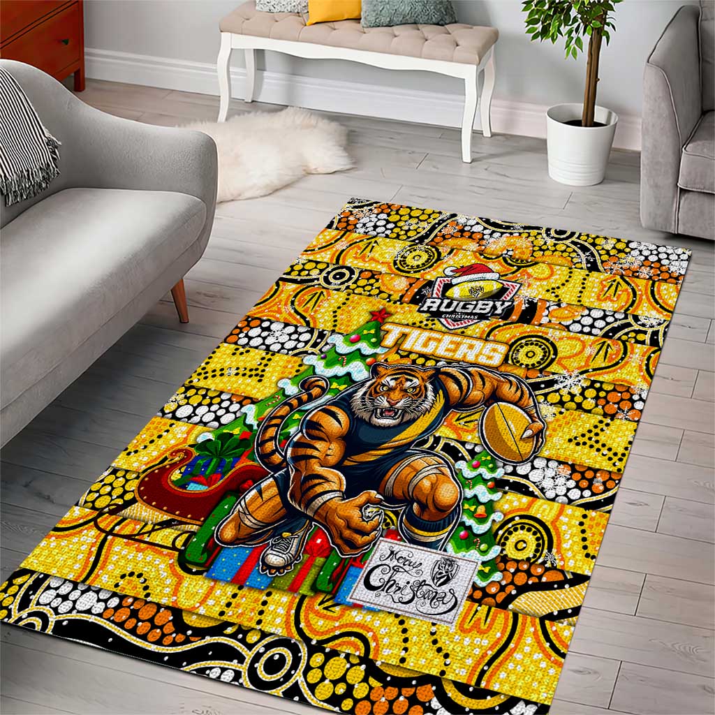 Richmond Tigers Football Merry Christmas Area Rug Indigenous Australian Art