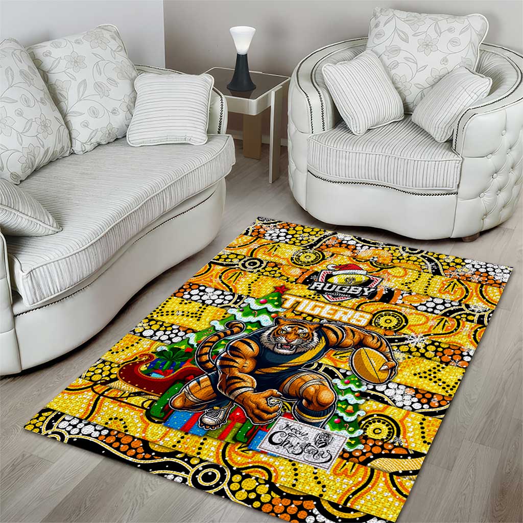 Richmond Tigers Football Merry Christmas Area Rug Indigenous Australian Art