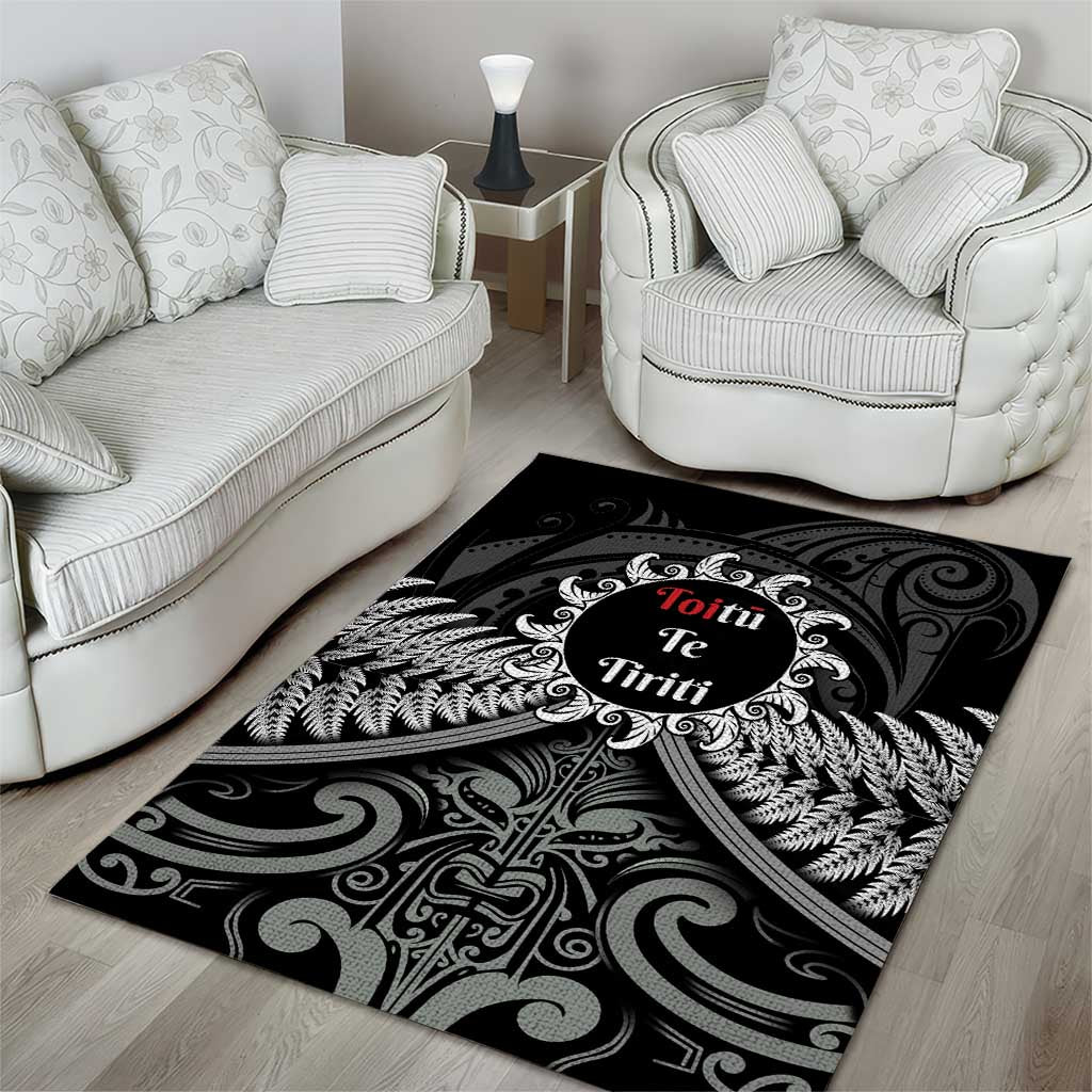 Toitu Te Tiriti Aotearoa Silver Fern Area Rug New Zealand Maori Pattern