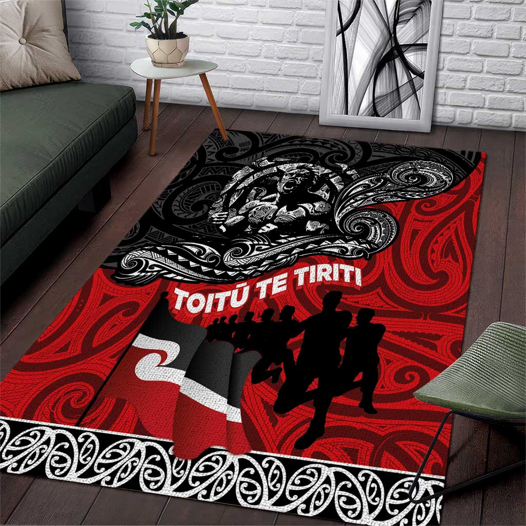 Aotearoa Toitu Te Tiriti Area Rug Honoring Te Tiriti o Waitangi Maori Haka