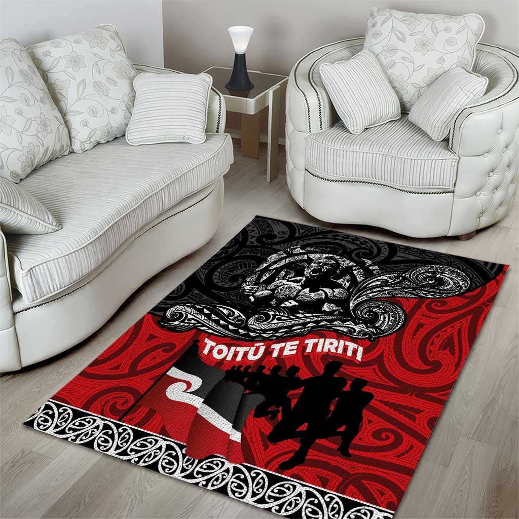 Aotearoa Toitu Te Tiriti Area Rug Honoring Te Tiriti o Waitangi Maori Haka