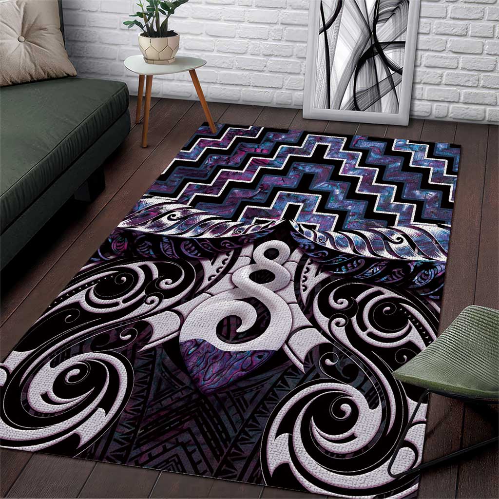 New Zealand Maori Area Rug Poutama Pikorua Purple Paua Shell