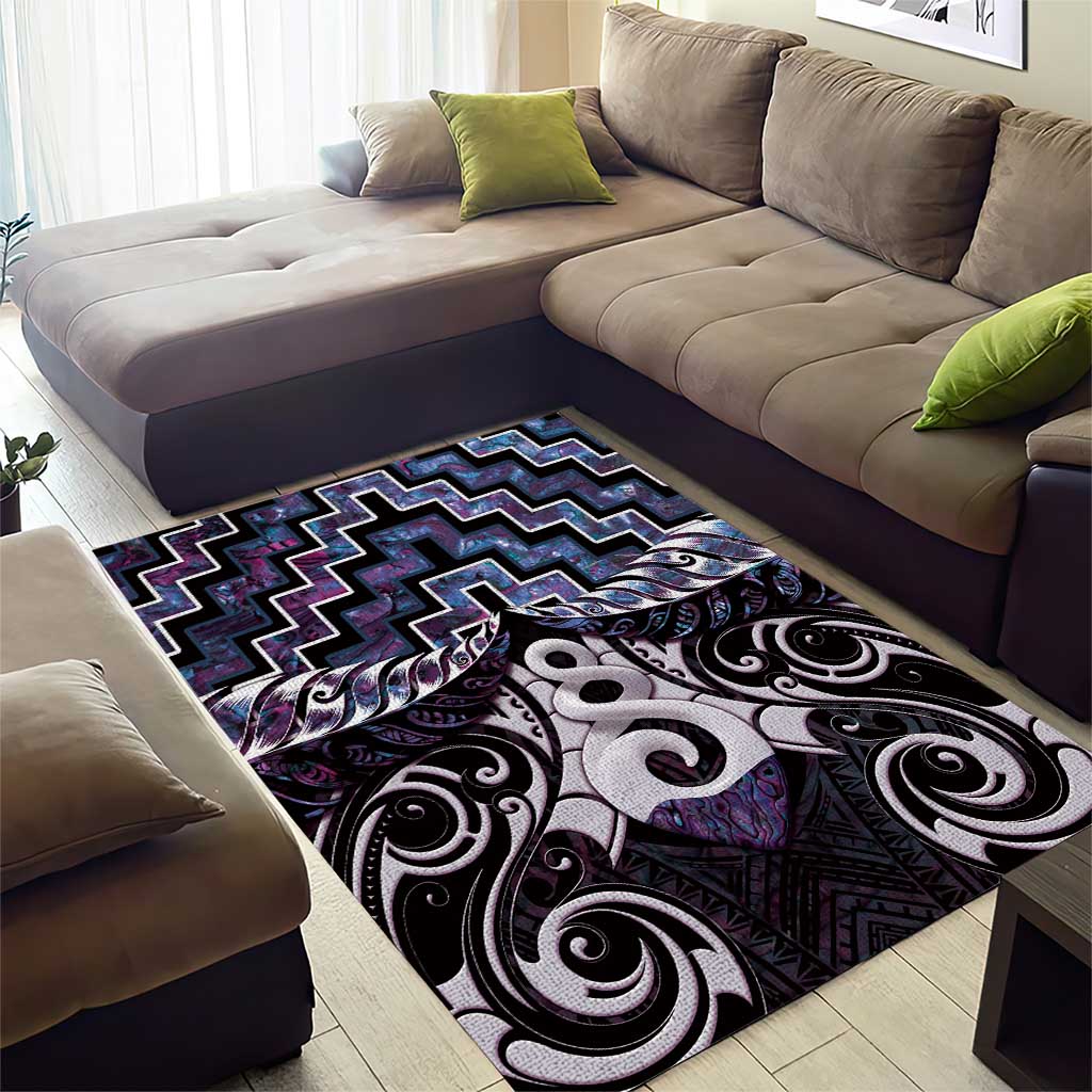 New Zealand Maori Area Rug Poutama Pikorua Purple Paua Shell