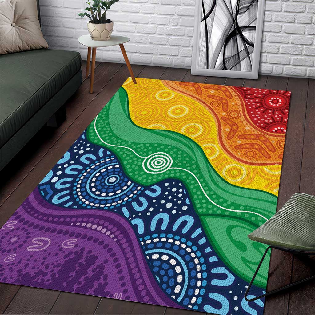 Australia First Nation LGBTQ+ Area Rug Aboriginal Rainbow Flag