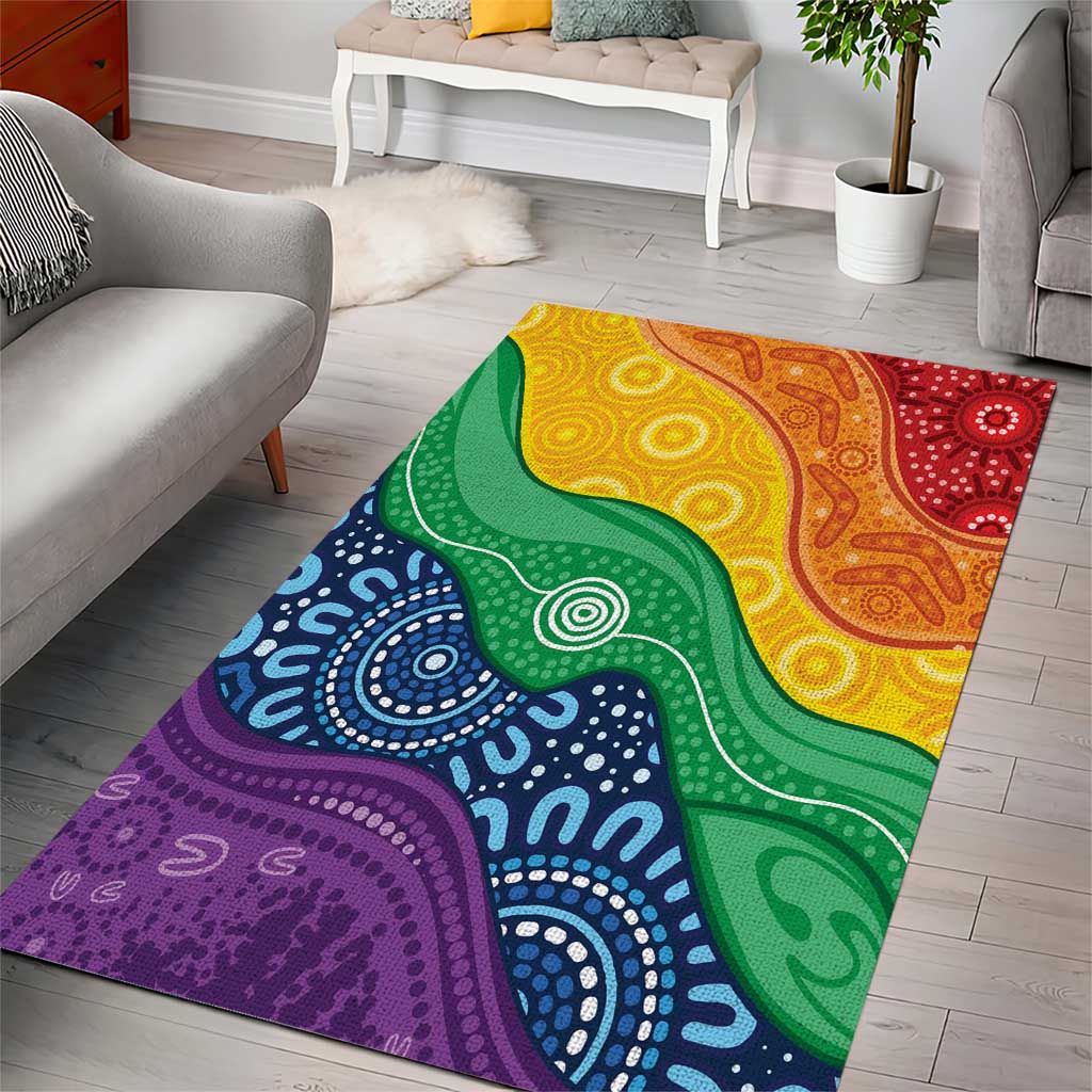 Australia First Nation LGBTQ+ Area Rug Aboriginal Rainbow Flag