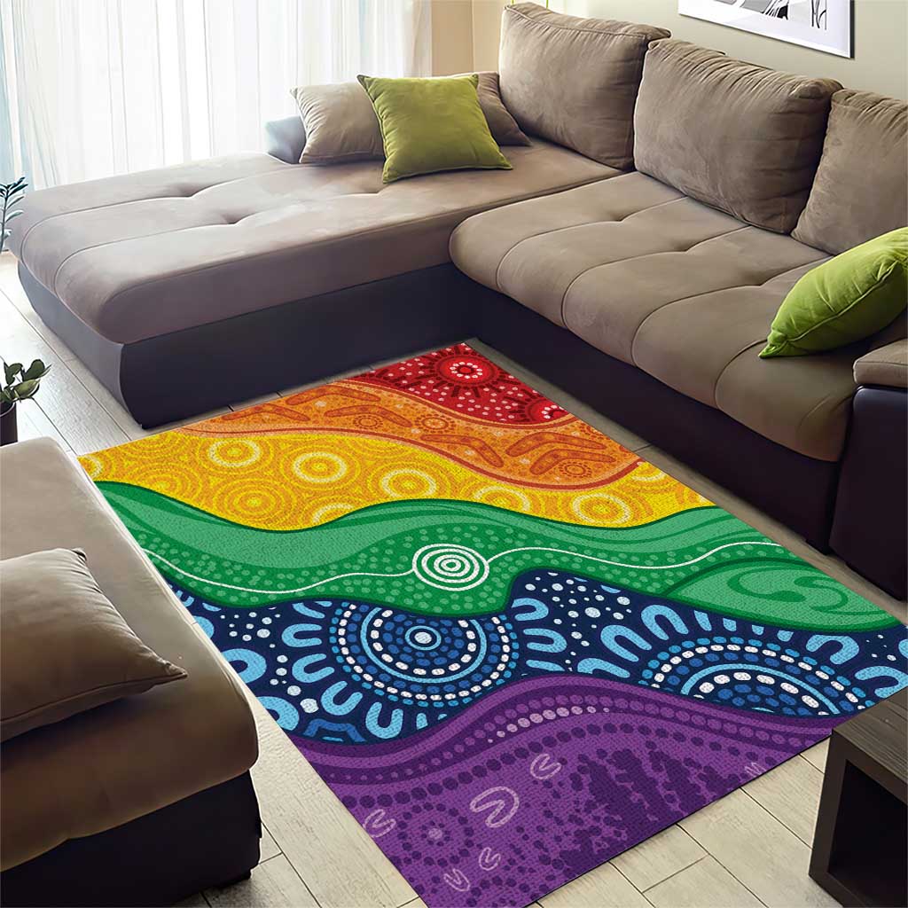 Australia First Nation LGBTQ+ Area Rug Aboriginal Rainbow Flag